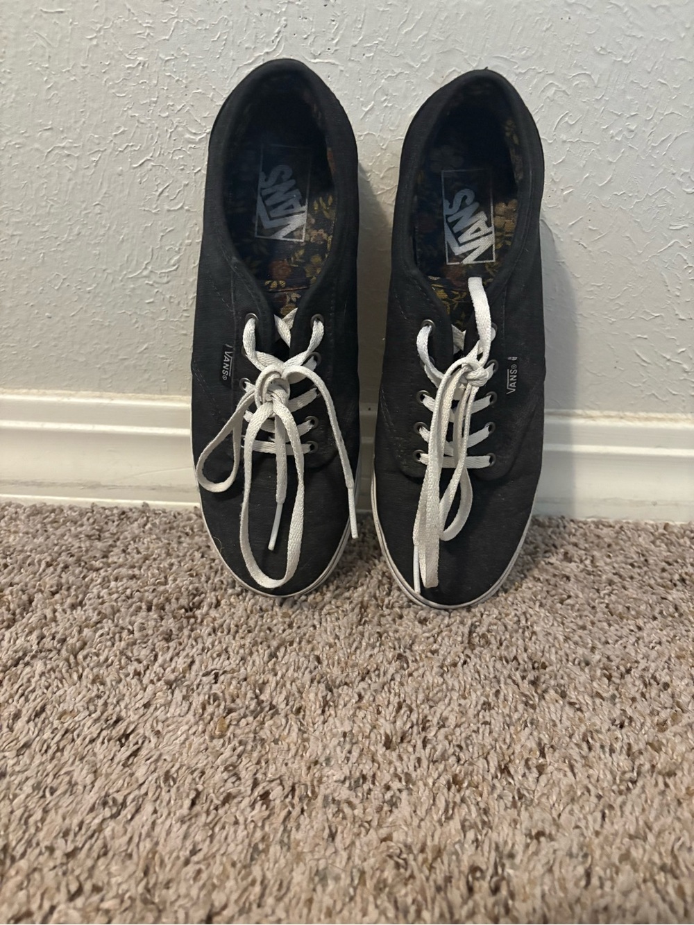 Vans Black Canvas Low-Top Sneakers with White Laces